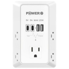 5 Outlet Extender Surge Protector Multi Plug Wall Adapter USB Charger Ports with