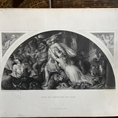 LANDSEER Rout of Comus and his Band (1880 Steel Engraving)