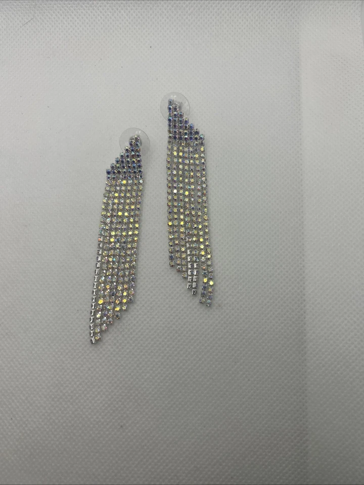 Pendientes Swarovski Chandler enchapados en rodio cristales arco iris Foto 3 de 4