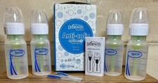 4 Pack Dr. Brown's Natural Flow 4oz Anti Colic Options Baby Bottles 0m nipple