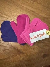 Toddler Mittens 3 Pack Cat & Jack Pink Magenta Purple 2T-5T Gloves. NWT.