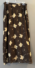 Vintage Vantana Brown Silk Floral Maxi Skirt Lined Y2K Boho Granny Core Size 14