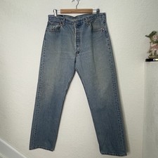 Vintage 90s Levi's 501-0193 Jeans Mens 36x32 Made USA Light Wash Button Fly
