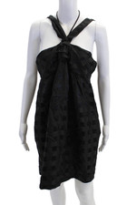Marc By Marc Jacobs Womens Silk Halter Neck Sleeveless A Line Dress Black Size 1