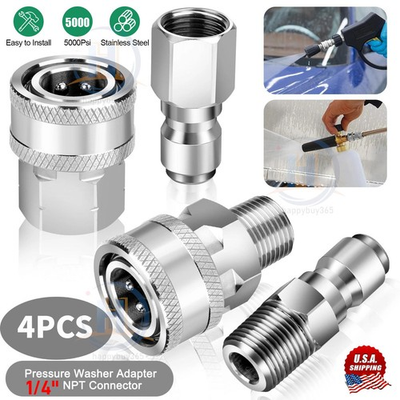 #ad #ad 4Pcs Set NPT 1 4quot; Pressure Washer Adapter Stainless Steel Quick Connect Fitting $12.00