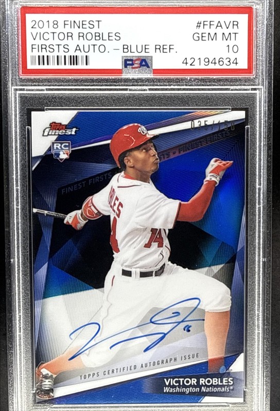 VICTOR ROBLES 2018 TOPPS FINEST #FFA-VR AUTO BLUE /150 RC NATIONALS PSA 10 GEM