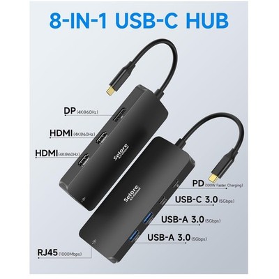 USB C Docking Station 3 Monitors Adapter 100W PD Charging