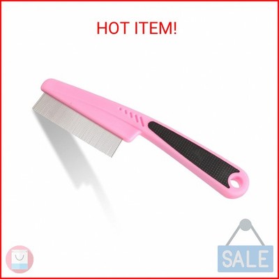 Jegtew Flea Comb for Dogs and Cats - Lice Comb with Rubber Handle - Promotes Hai