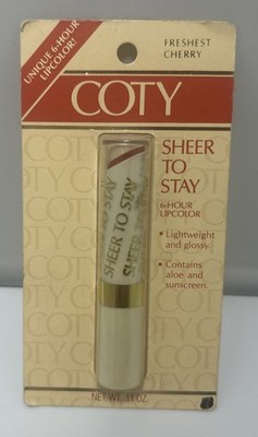 NOS VTG Coty Sheer To Stay 6 Hour Lip Color Lipstick - Freshest Cherry - 0.11 oz