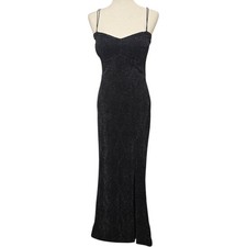 Speechless Juniors Women Black Sparkle Corset High Slit Gown Prom Dress Sz L