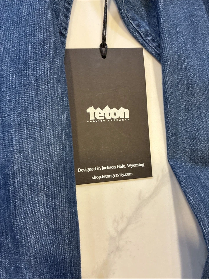 Camisa a Presión RARA Para Hombre TETON Gravity GRATEFUL DEAD Denim Bordada Perla Foto 2 de 4