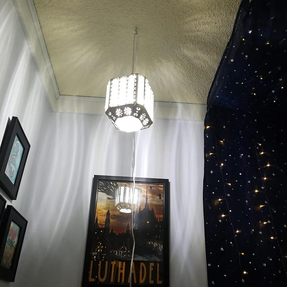 Boho Hanging Lamp Plug-In, Rustic Crystal Swag Light, Dimmable 16.4 FT Cord - Image 3 of 4