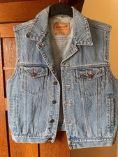 Texwood L Vintage 80s stonewashed sleeveless denim trucker jacket vest gilet