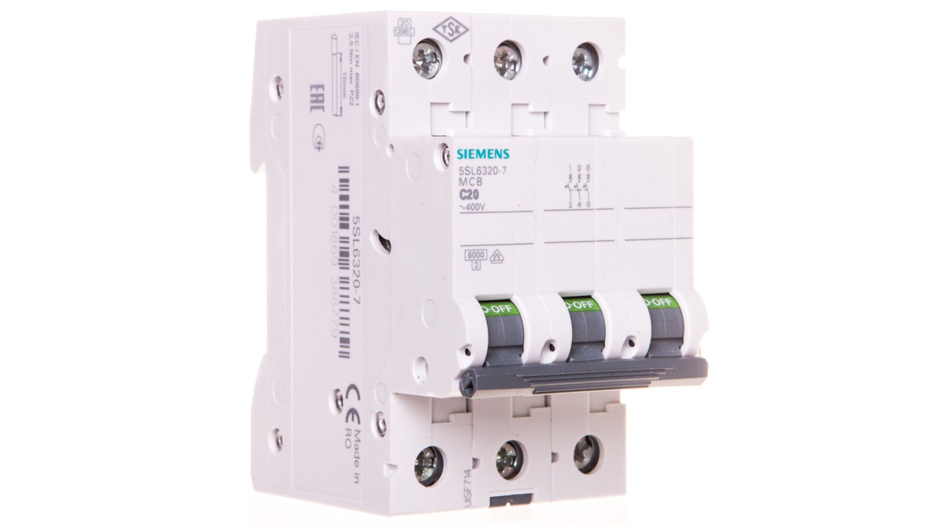Siemens 5Sl63207 5Sl6320-7 Disjoncteur 3 Pôles 20 A 400 V - Image 2