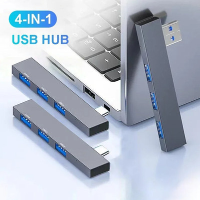 USB C Hub 4 Port USB 3.0 Type C OTG Adapter Aluminum Splitter NEW