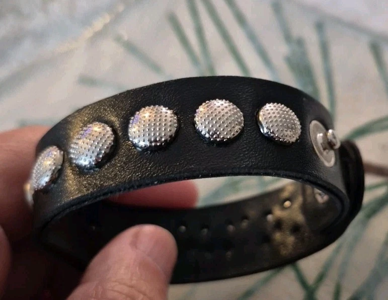 Nike Black Leather, Metal Snap Bracelet 2 Snaps (7 Or 8 Inch) - Image 2 of 4