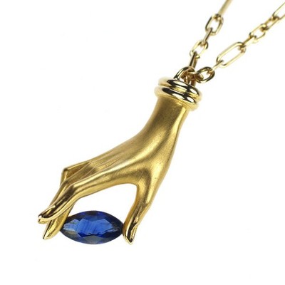 Carrera y Carrera K18YG Sapphire Pendant Necklace Happy Hands - Auth free shippi