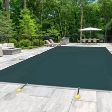 14-20ft Inground Pool Cover Rectangle Winter Swimming PP Pool Cover Garden Green