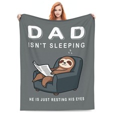 60x50 Inch Funny Dad Is Not Sleeping Sloth Throw Blanket From Daughter Son