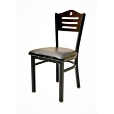 Oak Street Mfg Shoreline Mahogany Wood Back Chair w/Black Vinyl Seat