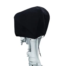 Black Universal Trailerable Boat Outboard Motor Cover fits 100 to 150 HP Engines