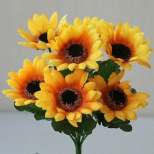 26-Head Artificial Silk Sunflower Bouquet Flowers Ornaments Home Wedding