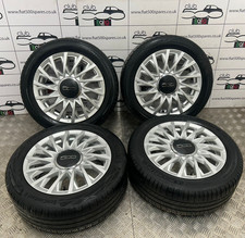 Fiat 500 15" Alloy Wheels 52027758 52009577 Genuine With Centre Caps