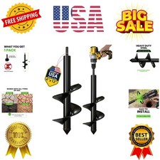 Auger Drill Bit for Planting   4 x 12 Inch - Garden Spiral Hole Drill Planter...