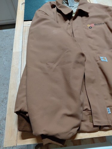 Carhartt Flame Resistant Brown Traditional Duck Quilt Lined Jacket Size 2XL Logo - Picture 7 of 11
