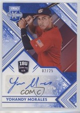 2018 Panini Elite Extra Edition Blue 2/25 Yohandy Morales #18U-YM Auto hg6