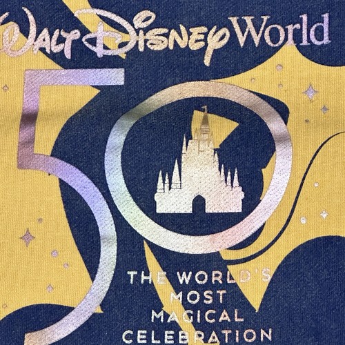 Walt Disney World 50th Anniversary Medium Mickey Mouse Pullover Hoodie Mustard - Picture 9 of 11