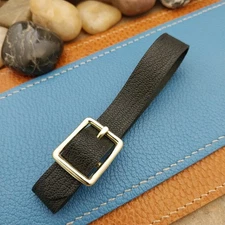 Black French Goatskin Vintage Pocket Watch Fob Strap & Brass Finish Solid Buckle