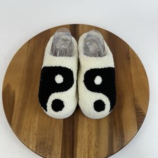 New Womens Mia Cozi Yin Yang White Fuzzy Lined Casual Platform Slippers Size 9 M