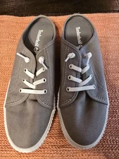 Timberland Mule Clog Gray Canvas Size 8.5 Pre-owned No Box Lace Up Women's Shoe 