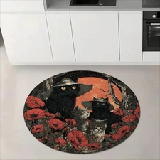 1 Flannel Floor Mat, Halloween Haunted House Carnival Theme, Fantasy Literature