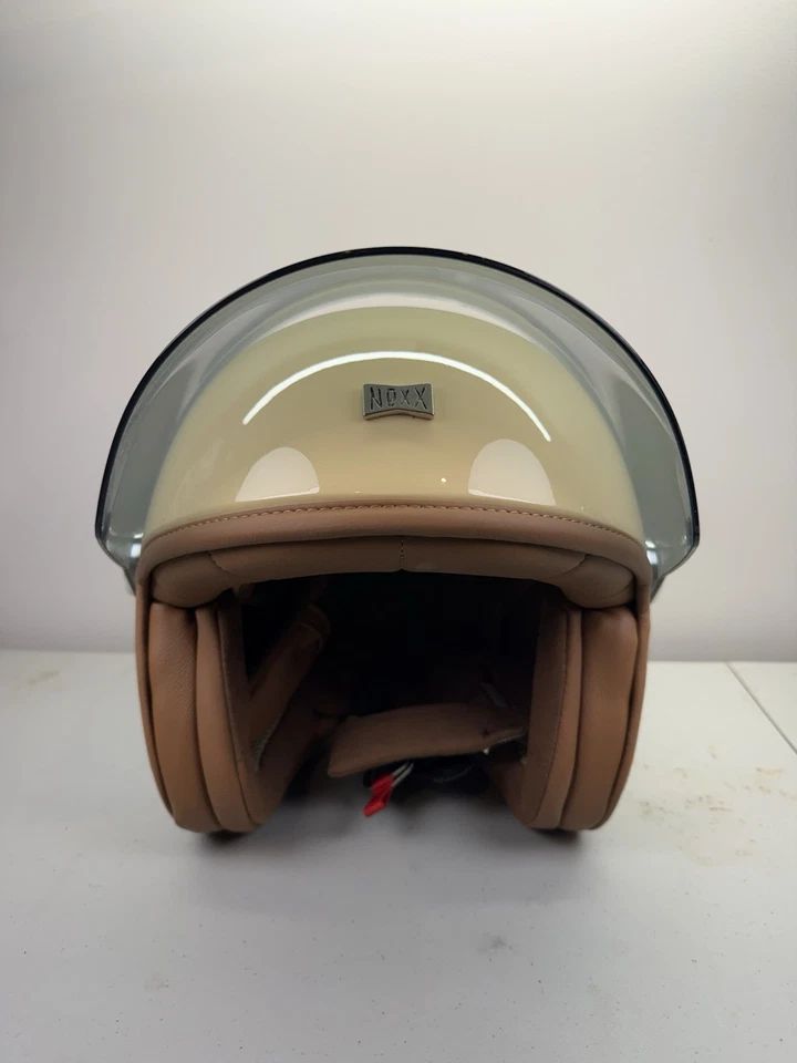 NEXX GARAGE Beige Tostado Retro Cara Abierta Visera Tintada Casco Moto GRANDE Foto 2 de 4