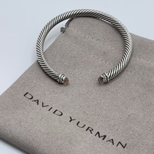 David Yurman Sterling Silver 5mm Cable Morganite & Diamond Bracelet