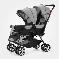 Double Seat Baby Stroller Portable Foldable Baby’s Safety Pushchair Adjustable