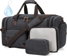 Mens Duffle Bag for Travel, 60L Canvas Expandable Overnight Weekender Bag