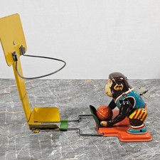 Vintage 1950's Monkey Basketball Player TPS/Cragstan Wind-Up Litho Tin Toy JAPAN