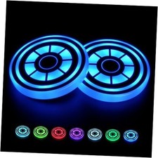2PCS LED Car Cup Holder Lights   7-Color Changing, Rechargeable Car Cup Holder