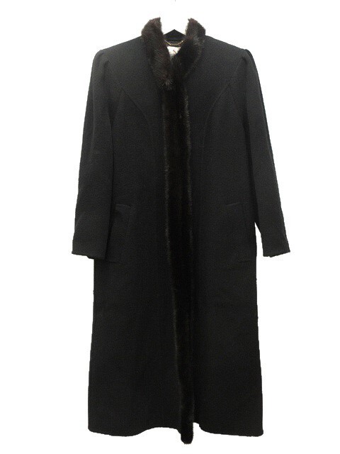 Paria de Mink Fur Long Cashmere Blend Coat Women’s Size 9 Black Outerwear