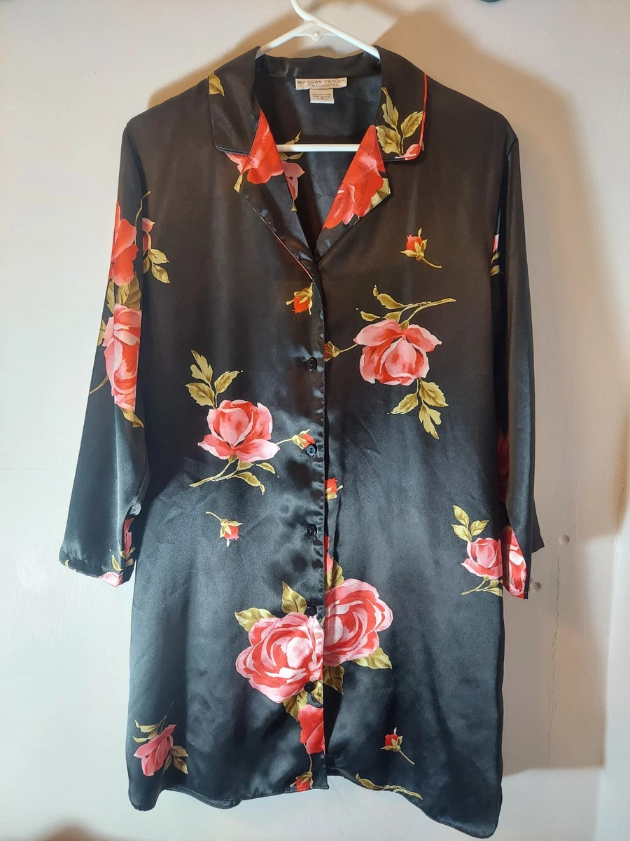 Peignoir Femme Morgan Taylor En Satin Noir - Taille L, Style Sexy, Très Bon état