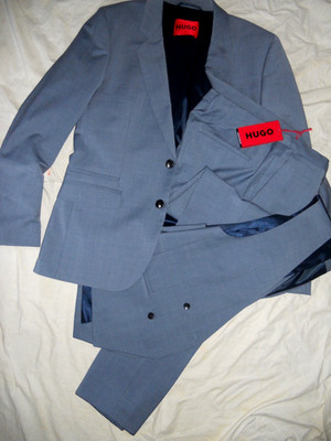 HUGO BOSS Super Stoff Aktueller HUGO 3 Teiler Slim Fit Anzug Gr. UK 38R ''EUR 48R''W32