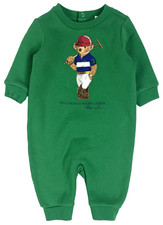 New With Tags Polo Ralph Lauren Boys Bear Rugby Logo Romper sz 3m