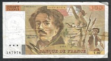 France 100 Francs Banknote - 1985 - Eugene Delacroix 187978