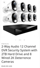 Night Owl Security System 2TB DVR Hard Drive 12 Channel 2k 8 Camera 2 Way Audio