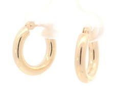 Women's Estate 15mm 10KT Yellow Gold High Shine Round Huggie Hoop Earrings