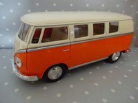 Vw Bus T1 Oldtimer Orange Weiss Modelauto Ca.13,5Cm 1:32 RüCkzugmotor
