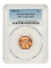 1982-D 1C PCGS MS67RD (Zinc, Large Date) - Lincoln Cent (Modern)